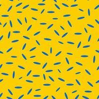 Seamless modern pattern with elements of blue rice grains on a yellow background. Printing on fashion fabrics, textiles, decorative pillows, wrapping paper. Vector. vector