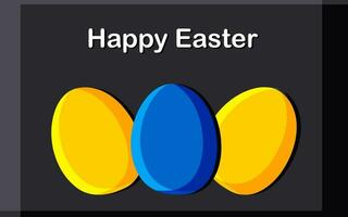 amarillo y azul huevos en un negro antecedentes. primavera fiesta contento Pascua de Resurrección. vector. vector