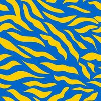 Yellow wavy stripes on a blue background. Seamless modern zebra pattern for trendy textured fabrics, paper. Vector. vector