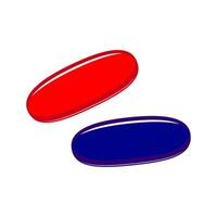 Make a choice true or false. Blue and red pills isolated on white background. Vector