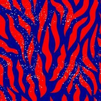 Red wavy stripes on a blue background. Seamless modern zebra pattern for trendy textured fabrics, paper. Vector. vector