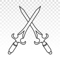 crossed of dagger or short knife for stabbing - line art icons for apps and websites vector