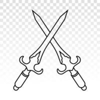 crossed of dagger or short knife for stabbing - line art icons for apps and websites vector