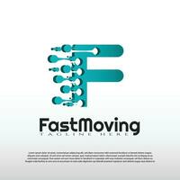 Fast Moving logo with initial F letter concept. Movement sign. Technology business and digital icon -vector vector