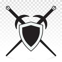 Sword and shield or crossed sword sheath in the shield - flat vector icons for apps and websites