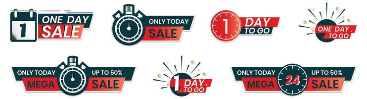 1 day to go countdown. one day sale. Only today sales in sticker label shape for promotion in social media. vector