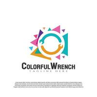 Engineering logo with colorful wrench concept. Technology icon. Factory tech sign -vector vector