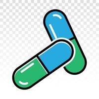 medicina cápsula píldora tableta plano color icono para aplicación y sitio web vector