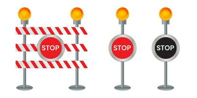 Closed road sign for barrier Construction marking STOP vector