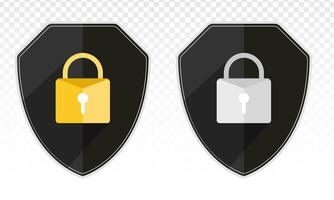 Security shield or virus shield lock icon with line art for apps and websites vector