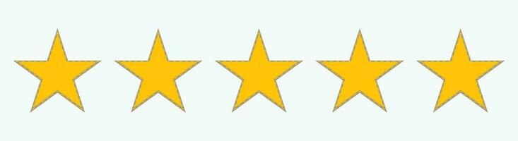 Flat icons for reviews of five-star customer product ratings for apps and websites. vector