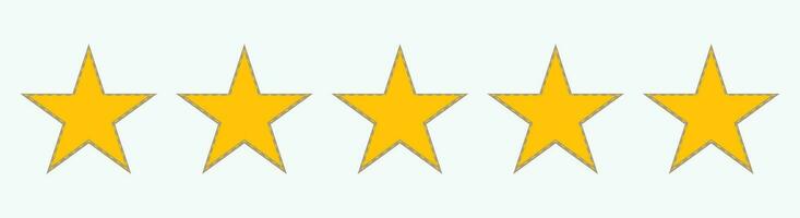 Flat icons for reviews of five-star customer product ratings for apps and websites. vector