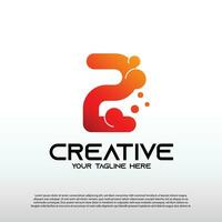 Creative logo with initial number two, 2. technology icon, illustration element-vector vector