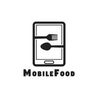 comida logo, en línea comida con móvil concepto -vector vector