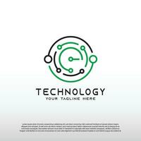 Technology logo with initial E letter, global network icon -vector vector