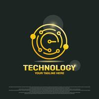 Technology logo design with initial E concept. Circuit technology icon.illustration element vector