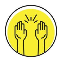Rounded the raise hands flat vector icon for apps and websites