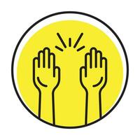 Rounded the raise hands flat vector icon for apps and websites