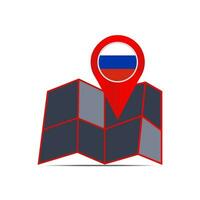 ruso mapa icono con un país bandera vector