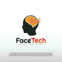 Technology logo with human face concept design, illustration element-vector vector