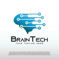 Technology logo with human brain concept, technology icon, illustration element-vector vector