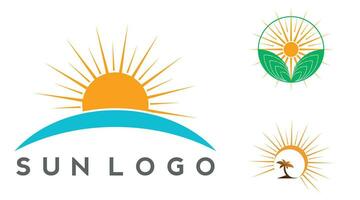 sun logo design on the horizon. summer sign or symbol. Sun icon vector. illustration element. vector