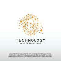 Technology logo with initial G letter, network icon -vector vector