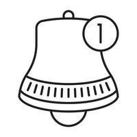 Inbox message alert bell notifications vector line art icon for apps or websites