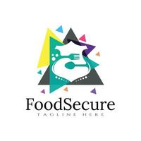 Food logo, food shield icon concept-vector vector