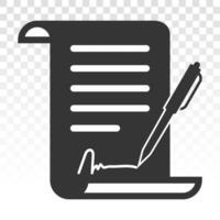 Pen signed a contract icons. line art icon for business applications and websites vector