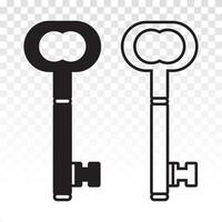 Vintage access key line art and key lock flat icon for apps and website vector