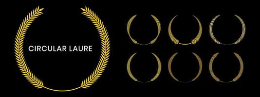 Set of gold laurel wreath with a black background. vector