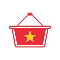 The best shopping icon with a star concept and an isolated shopping basket on a white background. vector