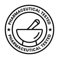 Pharmaceutical tested stamp label line art icons for apps or websites vector