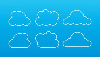 Cloud Icons in a trendy flat style that is isolated on a blue background. Vector illustration element.