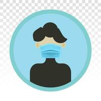 Men wear mouth masks or face mask - vector flat icon for apps or website