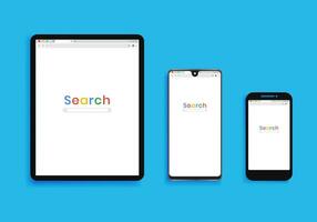 Three Browser window and Search bar, Browser in flat style for website vector