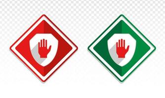 Shield with hand block or adblock -  flat icon for apps and websites vector