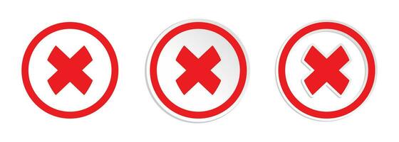 Red cross mark icon set- vector