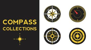 Compass logo design. pointer north, south, east, west, compass symbol. direction sign. vector element illustration.