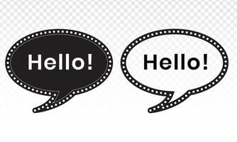 Cartoon greeting balloons or dialogue balloons with the word Hello. Speech art line icons for chat applications and websites vector