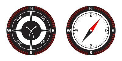 Compass pointer icon with white background, Direction, map navigation symbol. vector