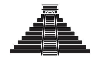 Ancient civilization el Castillo pyramid flat icons for apps and websites vector
