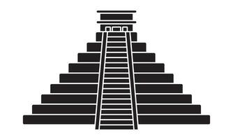 Ancient civilization el Castillo pyramid flat icons for apps and websites vector