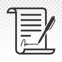 Pen signed a contract icons. line art icon for business applications and websites vector