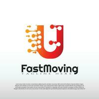 Fast Moving logo with initial U letter concept. Movement sign. Technology business and digital icon -vector vector