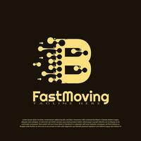 Fast Moving logo with initial B letter concept. Movement sign. Technology business and digital icon -vector vector