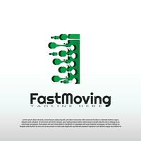 Fast Moving logo with initial I letter concept. Movement sign. Technology business and digital icon -vector vector