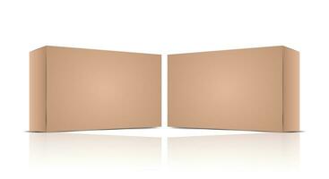 Realistic brown empty cardboard package box template. Cardboard boxes with shadows for branding your products. vector