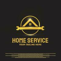 home service logo design with gears and wrench concept. machine engineering sign. vector technology icon